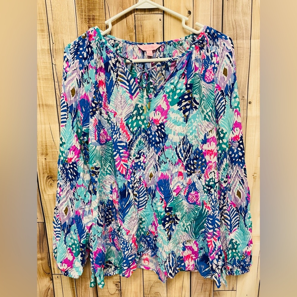 Lilly Pulitzer Women's Willa Top Quill Out Shirt Size M